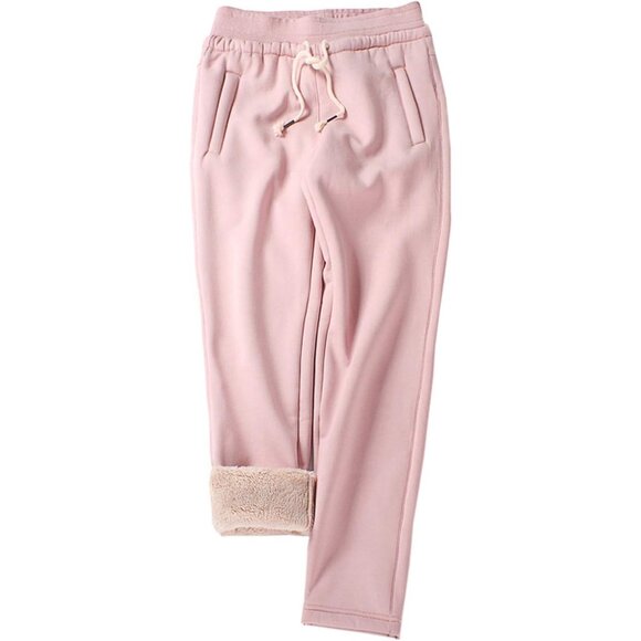 Women's Sherpa Lined Sweatpants Winter Warm Fleece Lined Sweatpants with Pockets - Picture 1 of 5